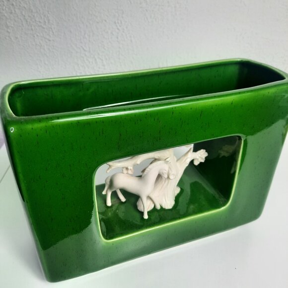 Vintage MCM Howard Pierce California USA Pottery Vase Bisque Horse Center #P-500 - Picture 10 of 13